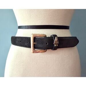 HUSH PUPPIES Black Suede Leather Waist Belt Womens sz M